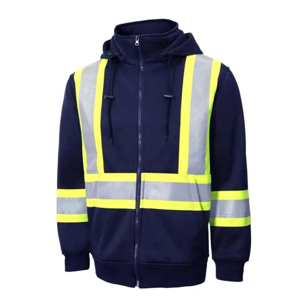 Texpro hi vis zip hoodie navy yellow