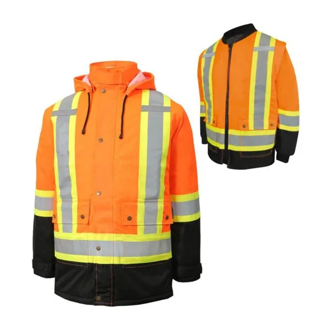 Texpro hi vis hooded jacket orange navy