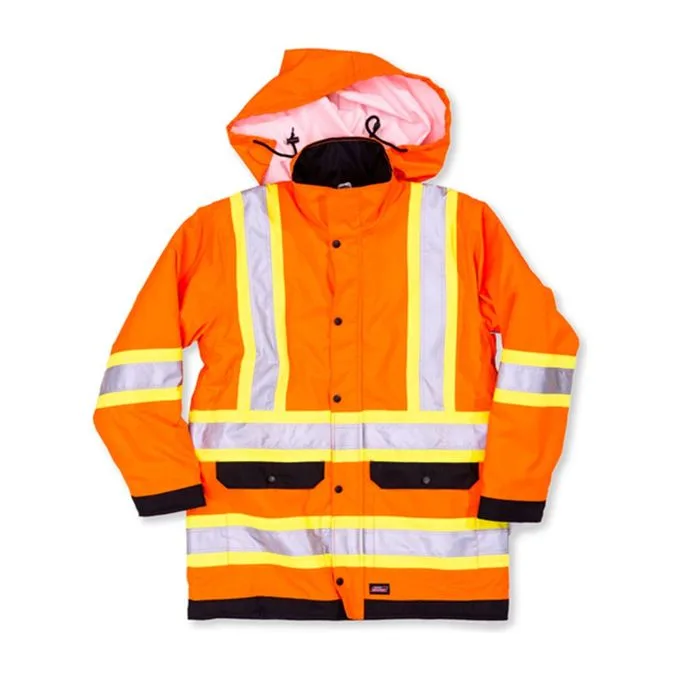 Texpro hi vis hooded rain seam sealing jacket orange