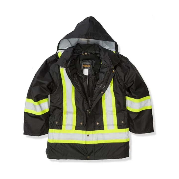 Texpro insulated waterproof safety jacket black yellow